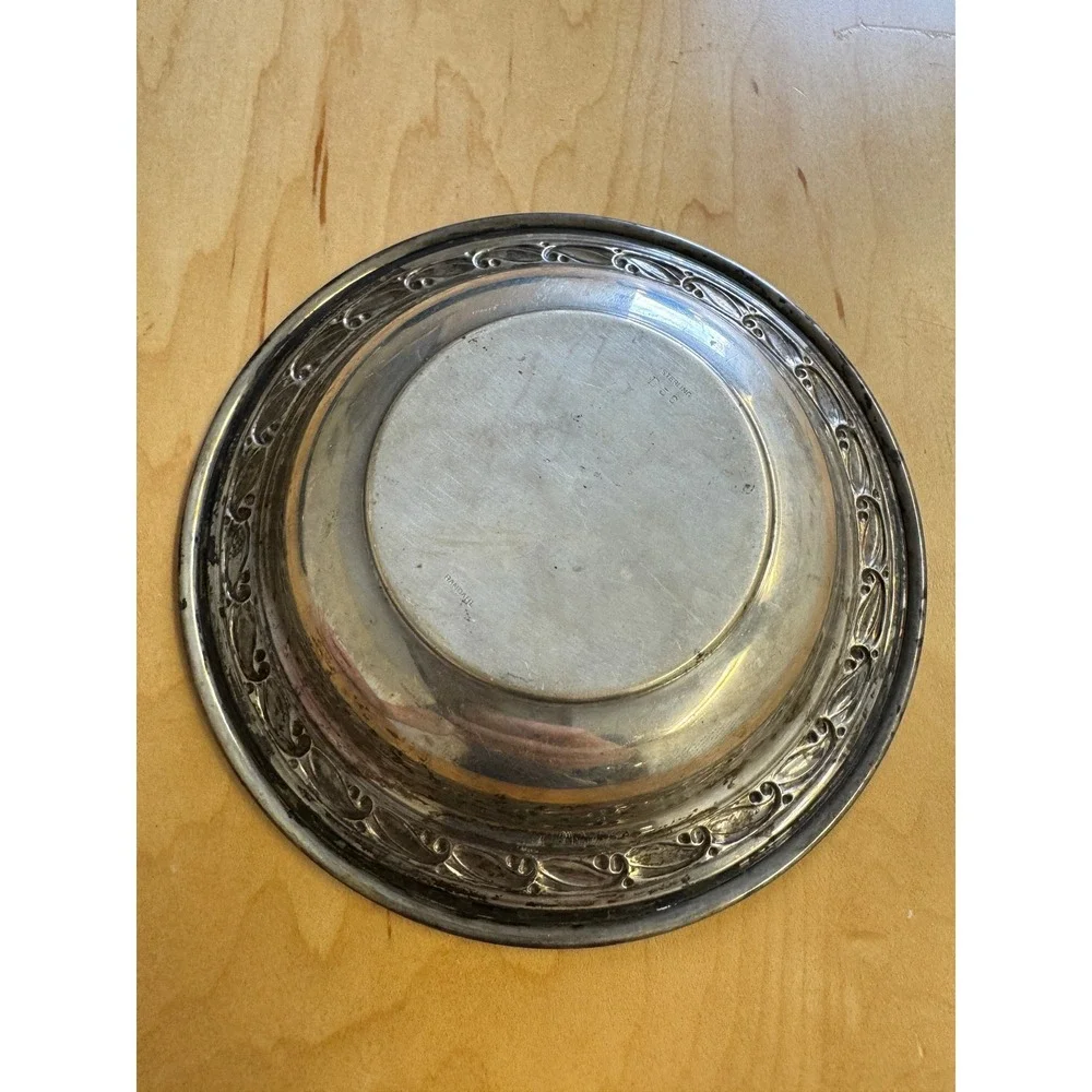 Randall Sterling Silver Bowl E58 Embossed Scroll Border Vintage 5.75 inch 2.9oz